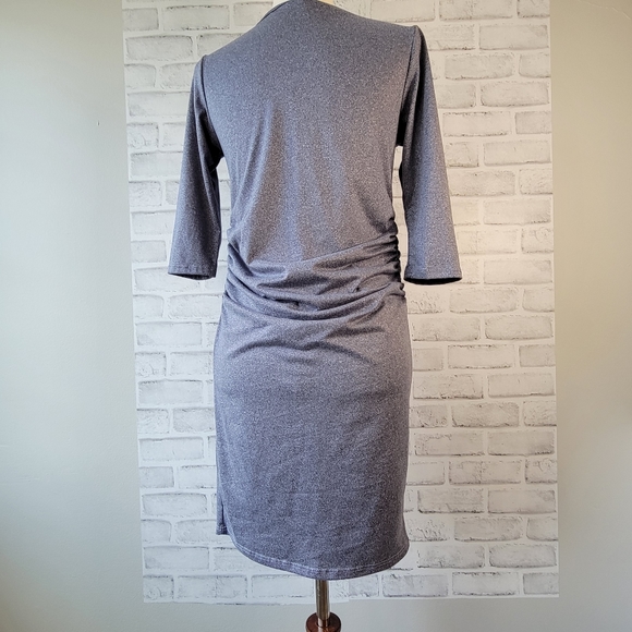 Pink Blush Maternity Dress W/ Ruched Sides Heather Gray SZ S - Picture 4 of 12